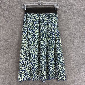 LulaRoe Skirt Women XS Blue Animal Print A-Line Midi Pull On Mid Rise Casual